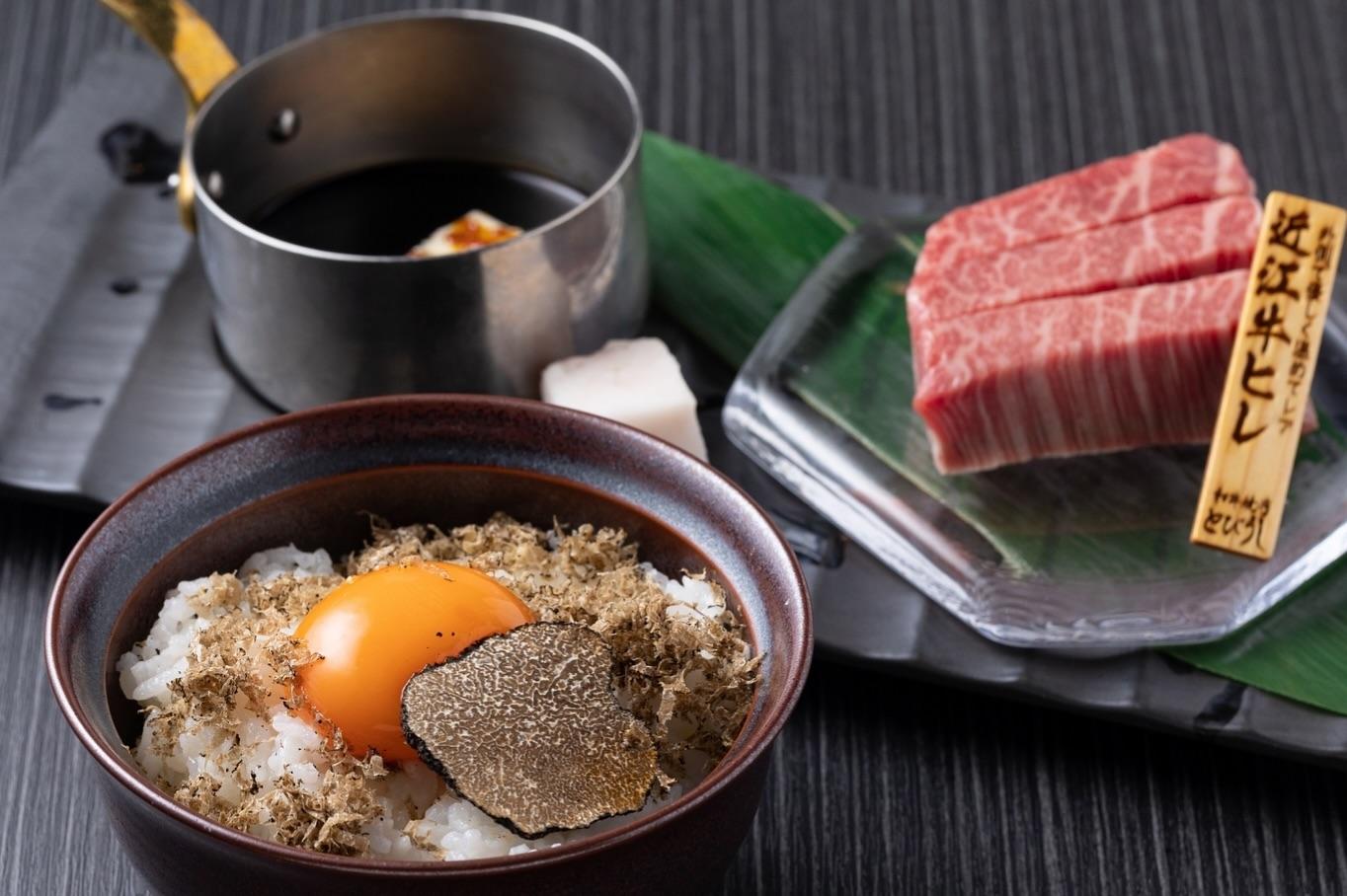 名物ヘレ飯はトリュフが一番人気！柔らかな近江牛ヒレを目の前で小丼にしたてます！とびうしは全席が完全個室の和牛焼肉のお店⭐…