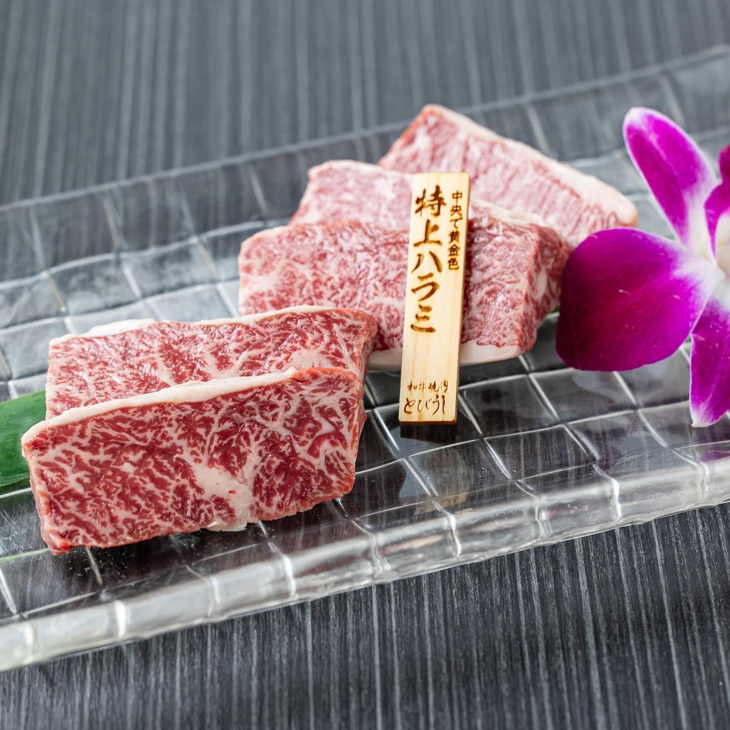 熊本県の黒華牛の正真正銘の黒毛和牛ハラミはお店の看板⭐︎とびうしは全席が完全個室の和牛焼肉のお店⭐︎「飯田橋駅」すぐ！「…